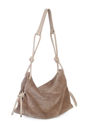 Alessia Bag Feyre Genuine Suede Leather Knot Detailed Shoulder Bag