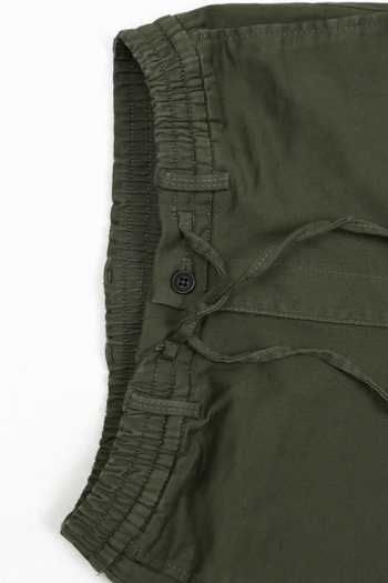 ASG TEKSTİL Khaki Color Plain Design Elasticated Legs Button Closure Slim Fit Men's Trousers