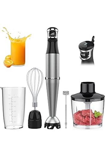 Generic CENXI Immersion Hand Blender 1100W, Trigger Variable Speed 5 in 1 Stick Blender, Emulsion Blender wi