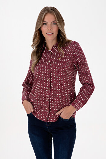 U.S. Polo Assn. Women's Burgundy Long Sleeve Shirt 50315561-Vr177