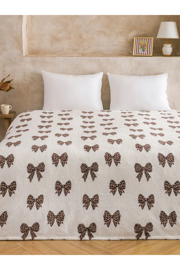 LC Waikiki Lcw Home Mixed Bow Printed Double Blanket