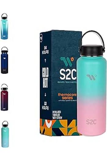 Generic S2C 1200ML Insulated Water Bottle with 3 Lids, Double Wall,Leak Proof, Stainless Steel Bottle With S