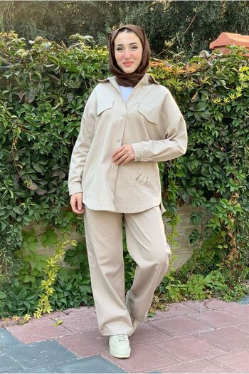 Moda Rosa 25K5287 - Beige - Gabardine Jacket with Knitted Detail