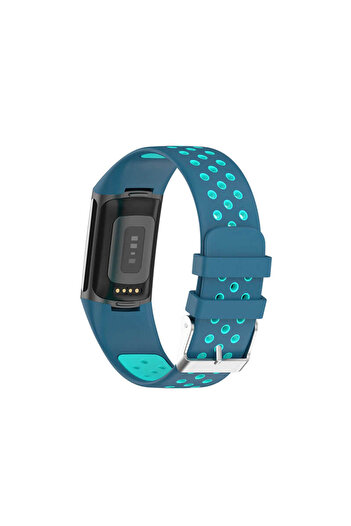Edman Brățară sport pentru Fitbit Charge 5, albastră/turcoaz