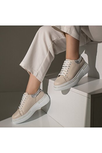 BMoD Beige suede women's casual shoes, made of genuine leather MOD08254