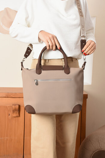 Just Polo Women's Large Size Sports Model Suitcase Size Long Strap Hand & Shoulder Bag Mink Brown 1106