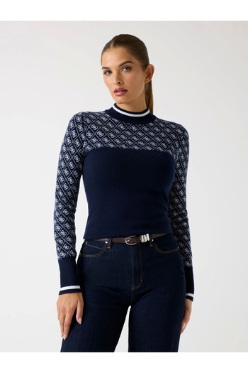 Guess Aubrey Women's Navy Blue Wool Blend Knitwear W5Br24Z3Jd2-Fbdi