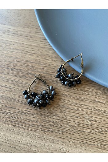 dela otantik Handmade Beaded Authentic Hoop Earring - Multi-Colored Bohemian Vintage Model Bijouterie Jewelry