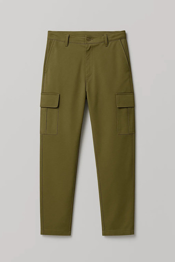 DAMGA JEANS Men's High Waist Cargo Pocket Khaki Baggy Pants