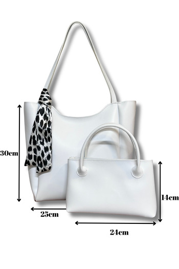 fular & bags Women's White Double Suit Scarf Hand and Shoulder Bag