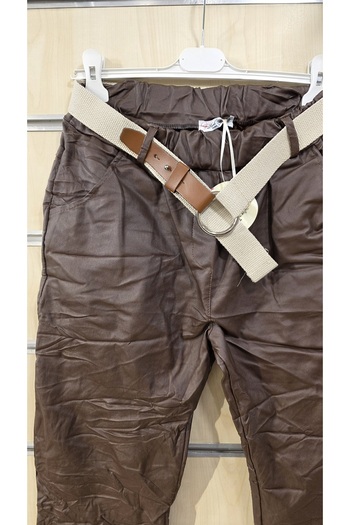 Park Moda Italian Pants with Leather Look Belt