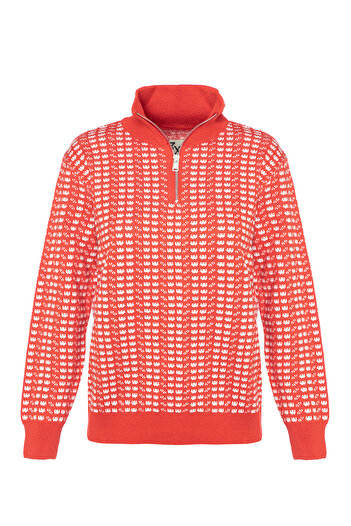F&K 3X2 Stand Collar Zippered Sweater
