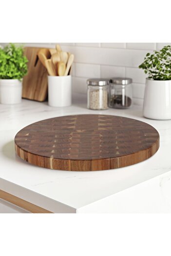 Danube Home Loretta Acacia Wood Cutting Board – Eco-Friendly Non-Slip Board for Kitchen Use 40x40cm