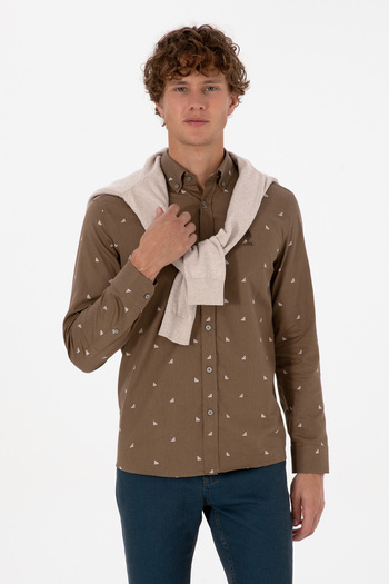 U.S. Polo Assn. Men's Khaki Long Sleeve Shirt 50316561-Vr027