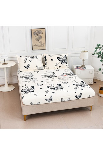 CHIRASO Cocolino Bed Cover Set with Elastic CHIRASO, 180x200+30cm and 2 Pillowcases, Butterflies