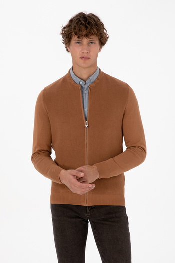 U.S. Polo Assn. Men's Camel Basic Knitwear Cardigan 50313721-Vr233