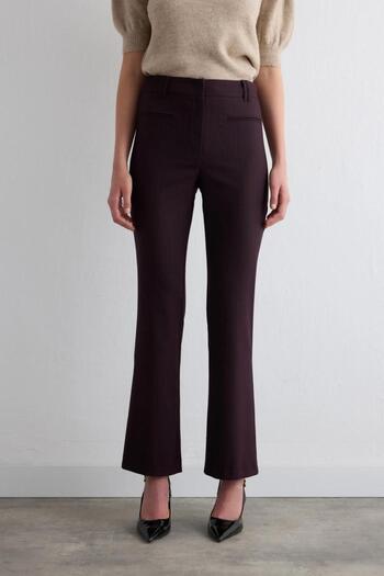 Gusto Striped Wide Leg Trousers - Plum