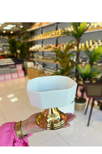 PONCİKPAZAR 2-Piece Deep Cookie Porcelain Pedestal Serving Dish Square