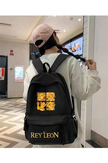 DEEFWEAR Black the Lion King Printed Course, Tutoring, Study School Backpack