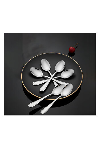Bisbell 6-Piece Stainless Steel Tea Spoon Set - Elegant Beaded Cutlery,BB2534