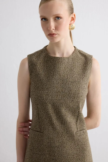 Gusto Wool Gilet Dress - Brown