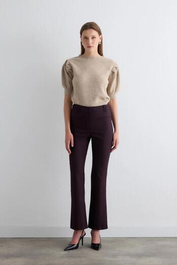 Gusto Striped Wide Leg Trousers - Plum