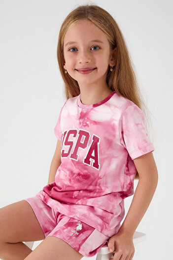 U.S. Polo Assn. U.S. Polo Assn Pink Font Detail Light White Girls' Shorts Set