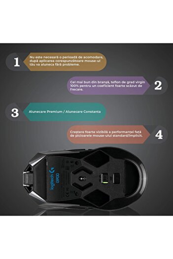 PadForce Mouse Feet for Logitech Mouse G900, smooth gliding, replacement mouse feet, Gaming, Office