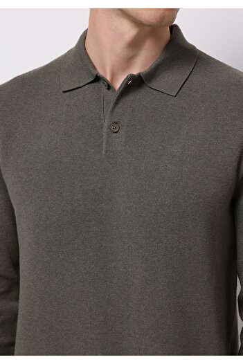 Colin's Regular Fit Polo Yaka Jakarlı Erkek Yeşil Kazak