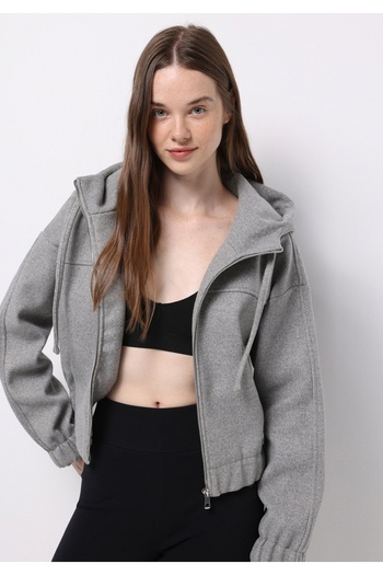 Colin's Regular Fit Hooded Zippered Unlined Women's Gray Jacket