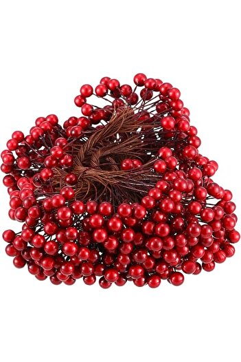 Generic BBTO Artificial Holly Berries on Wire Stems, 250 Stems with 500 Pieces 8 mm Fake Berries for Christm
