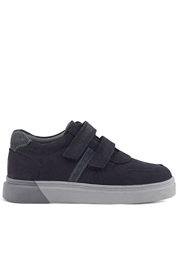 Rakerplus Genuine Leather Black Nubuck Gray Velcro Boys Sneaker