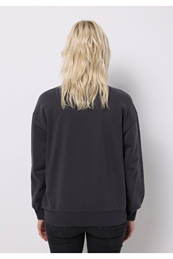 Colin's Regular Fit Round Neck Printed Women's Anthracite Sweatshirt
