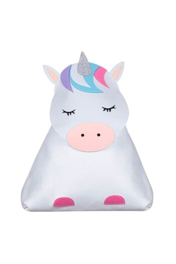 SHOPIENS Laundry Basket from Felt Shopiens®, White Unicorn Design, 52 x 26 x 65 cm