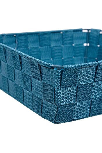 SHOPIENS ® Braided Storage Basket, Petrol Blue, 24x24x8.5 cm