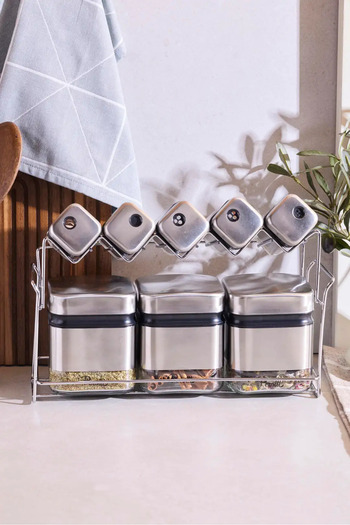 Perotti Cubic 7-Piece Spice Set with Stand