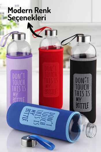 Nandy Home 1 Liter Glass Water Bottle – with Sleeve, Healthy and Durable Water Container – Don'T Touch This Is My Bottle