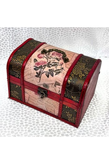 velve Wooden box, for accessories, with a chest look, 20x14x13 cm, Classic