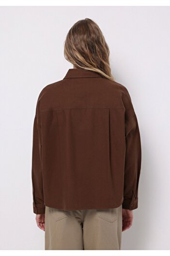 Colin's Relax Fit Shirt Neck Plain Women's Brown Long Sleeve Shirt