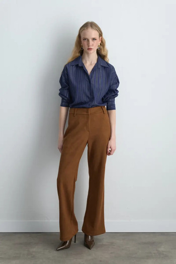 Gusto Wide Leg Suede Pants - Tan