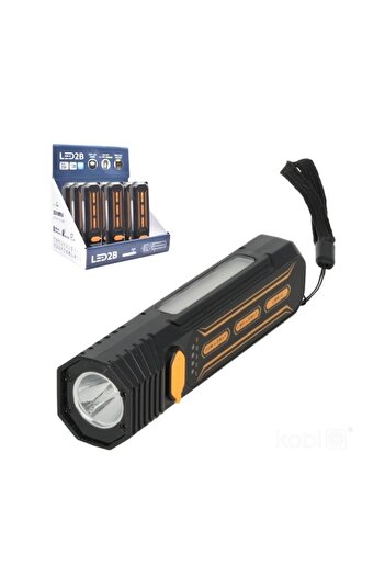 Kobi LED flashlight X-MPR 4, cold light (6000 K), double light, battery display, black,
