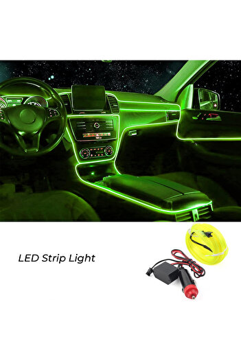DEFAONS EL Wire Neon LED Strip Light for Car Interior Dashboard Door Ambient Glow 5M Green