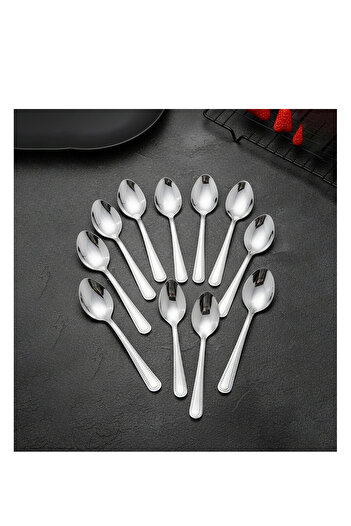Bisbell 12-Piece Stainless Steel Table Spoon Set - Classic Beaded Cutlery,2895