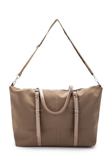 minebag Faux Leather Women's Shoulder Bag with Pocket Detail Glide Mink