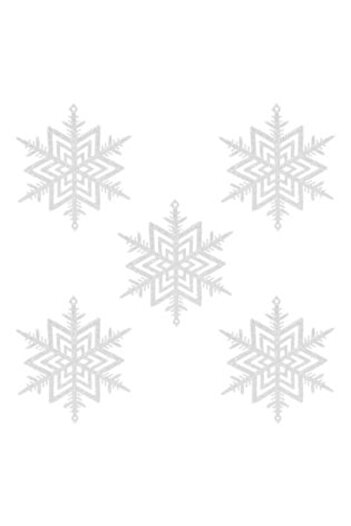 Jumbo Christmas Tree Ornament Snowflake Glitter White 10 cm - 5 pcs