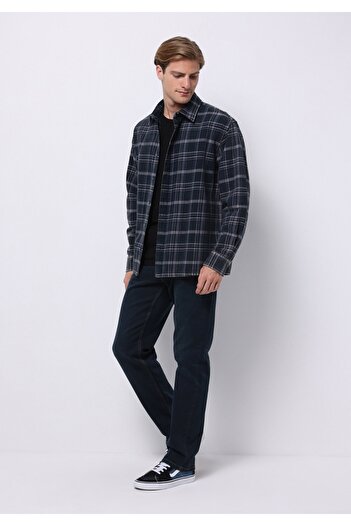 Colin's Ανδρικό μπλε μακρυμάνικο πουκάμισο Comfort Fit με καρό λαιμόκοψη
