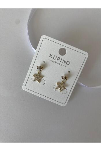 marsel aksesuar Xuping Mini Boy Star Figure Zircon Stone Detail Gold Earrings