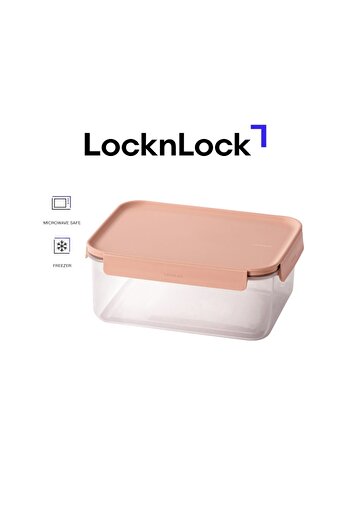 locknlock Classic Plus Rectangle Food Container 2.75L – Pink, 4-Side Locking, Stackable & Leakproof