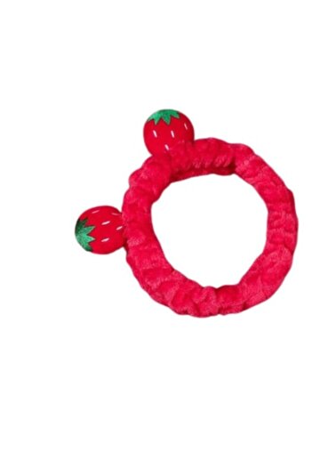 SYGGY Headband for bath/cosmetics, makeup, SPA, STRAWBERRY, elastic, red