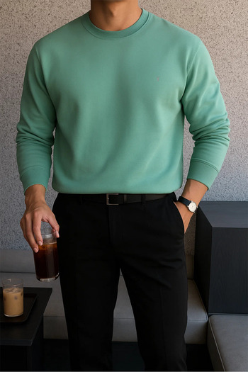 COMBİNE MİCHAİL Men's Winter Casual Basic Çağla Sweatshirt